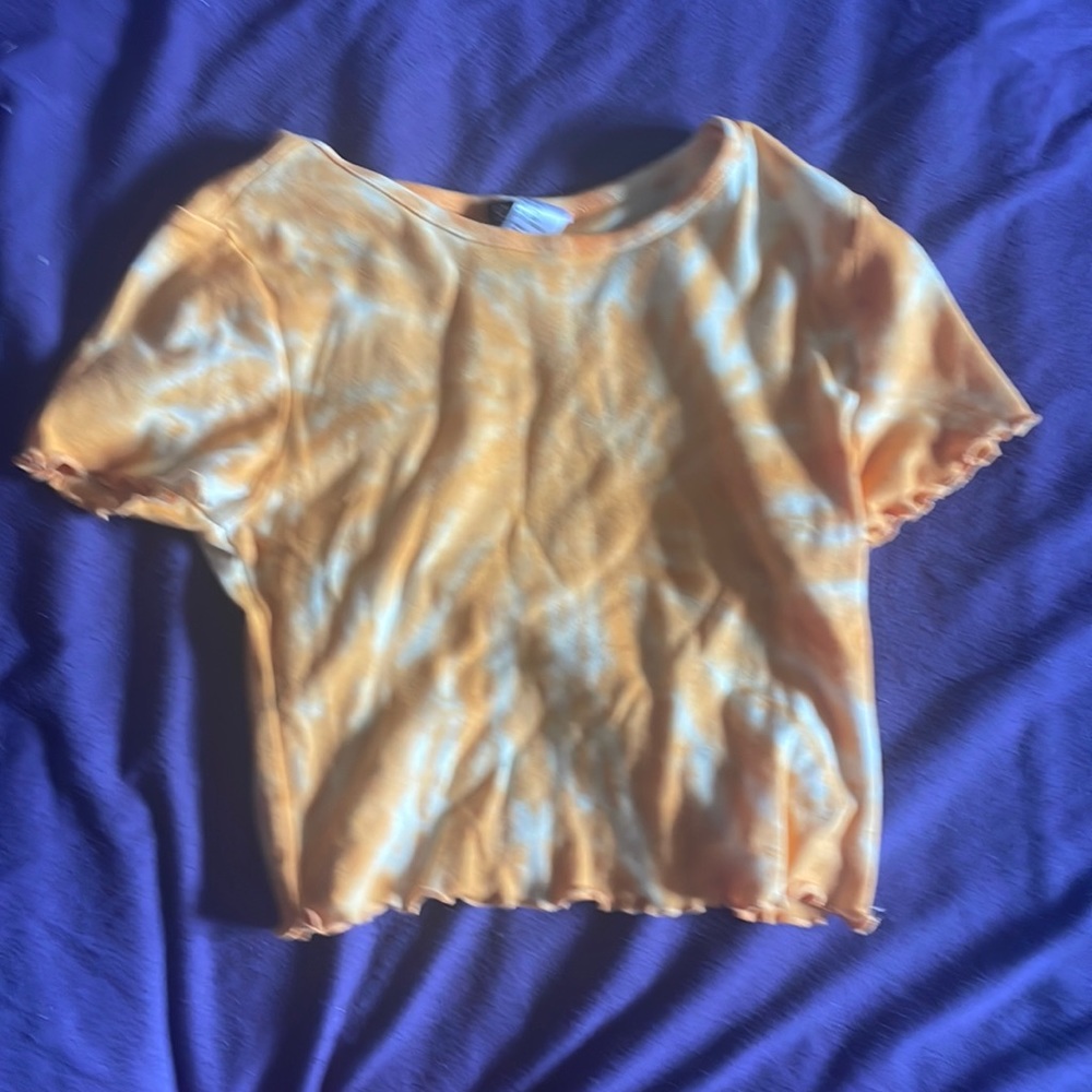 Orange and White Crop Top